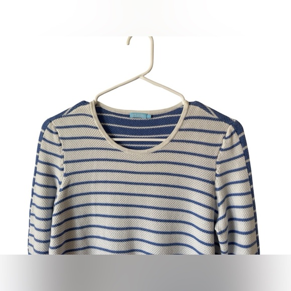 J. McLaughlin White and Blue Striped Knit Long Sleeve Sweater Top M - Picture 3 of 9
